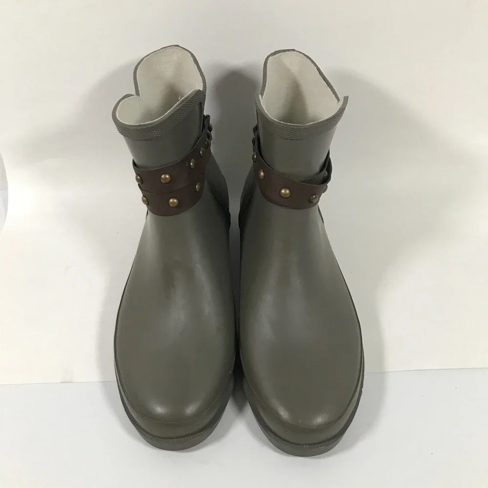 Western Chief Lodge Grey Rubber Rain Boots Womens US 9 Ankle Waterproof Booties‎